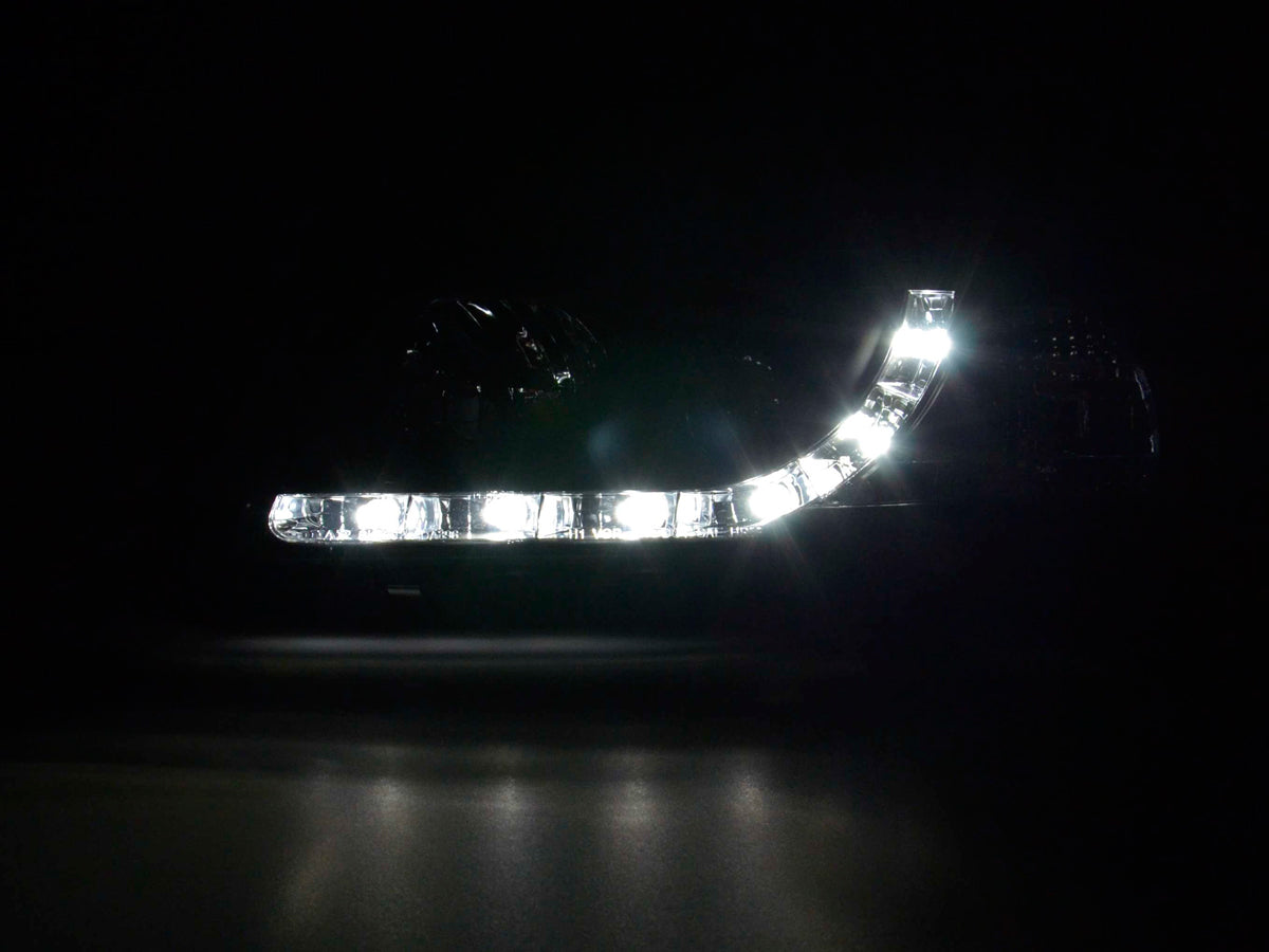 Scheinwerfer Set Daylight LED TFL-Optik Audi A3 Typ 8L 96-00 schwarz Scheinwerfer Set Daylight LED TFL-Optik Audi A3 Typ 8L 96-00 schwarz